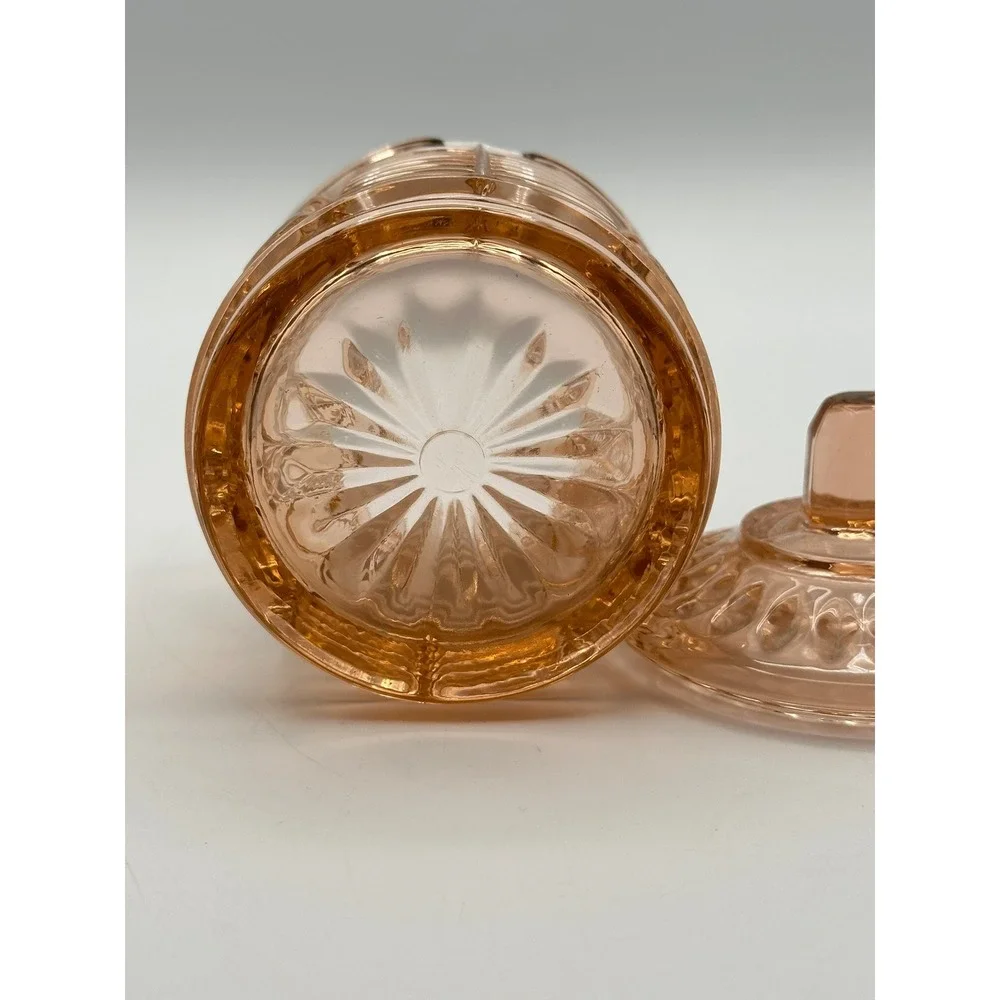 Vintage Windsor Pink Indiana Glass Jam Jar with Lid Diamond Pressed Glass Pink